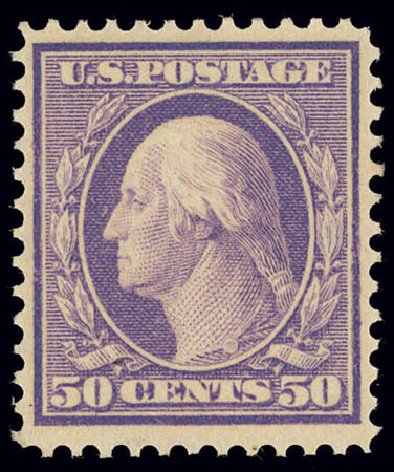 US Stamps Price Scott Catalog 341 - 1909 50c Washington. Daniel Kelleher Auctions, Feb 2013, Sale 634, Lot 214