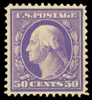 Cost of US Stamp Scott 341 - 1909 50c Washington. Daniel Kelleher Auctions, Dec 2013, Sale 640, Lot 322