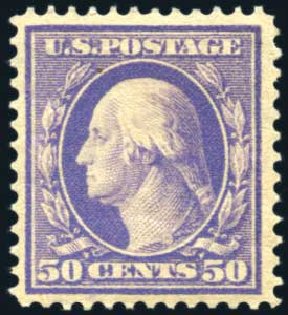 US Stamp Price Scott Cat. # 341: 1909 50c Washington. Harmer-Schau Auction Galleries, Feb 2010, Sale 84, Lot 1533