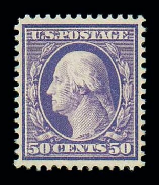 Values of US Stamp Scott Cat. 341 - 1909 50c Washington. Matthew Bennett International, Jun 2007, Sale 319, Lot 1366