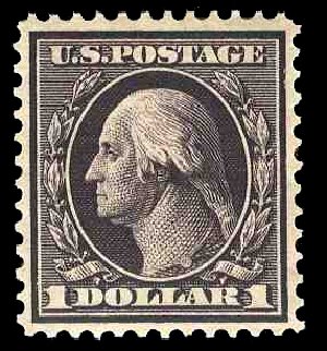 Cost of US Stamps Scott Cat. #342: US$1.00 1909 Washington. Cherrystone Auctions, Jun 2011, Sale 201106, Lot 67