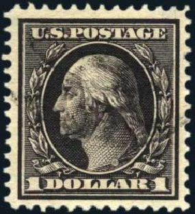 US Stamp Values Scott Cat. # 342: 1909 US$1.00 Washington. Harmer-Schau Auction Galleries, Mar 2011, Sale 89, Lot 308
