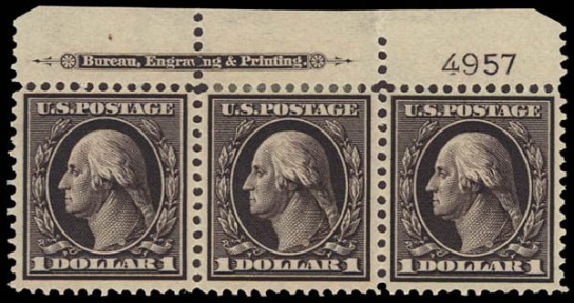 US Stamp Price Scott 342: US$1.00 1909 Washington. Daniel Kelleher Auctions, Apr 2012, Sale 629, Lot 298