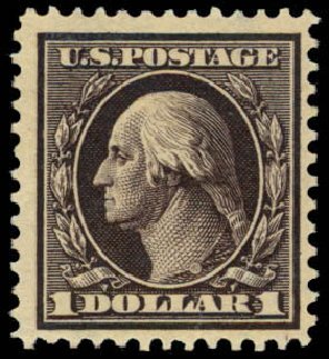 Costs of US Stamp Scott Catalog # 342 - 1909 US$1.00 Washington. Daniel Kelleher Auctions, Apr 2013, Sale 636, Lot 298