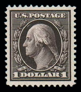 Values of US Stamp Scott Cat. #342 - 1909 US$1.00 Washington. Matthew Bennett International, Oct 2007, Sale 322, Lot 2179