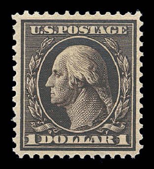Values of US Stamps Scott Catalogue #342 - 1909 US$1.00 Washington. Matthew Bennett International, Sep 2010, Sale 333, Lot 3729