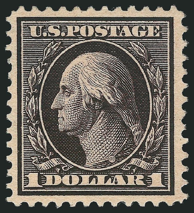 US Stamps Value Scott Catalog #342: 1909 US$1.00 Washington. Robert Siegel Auction Galleries, Dec 2011, Sale 1017, Lot 769