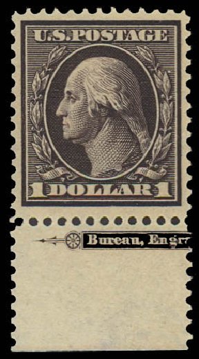US Stamps Prices Scott Catalogue 342 - US$1.00 1909 Washington. Daniel Kelleher Auctions, Jun 2012, Sale 630, Lot 1755