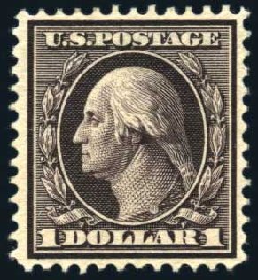 Price of US Stamps Scott Catalogue # 342 - US$1.00 1909 Washington. Harmer-Schau Auction Galleries, Feb 2009, Sale 80, Lot 1292