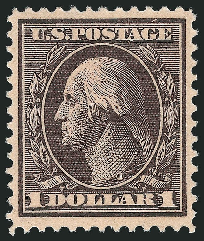 US Stamps Values Scott Catalog # 342 - US$1.00 1909 Washington. Robert Siegel Auction Galleries, Dec 2013, Sale 1062, Lot 512