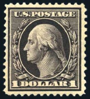 Value of US Stamps Scott Catalogue 342: US$1.00 1909 Washington. Harmer-Schau Auction Galleries, Feb 2010, Sale 84, Lot 1536