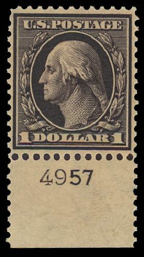 US Stamps Prices Scott Cat. #342: 1909 US$1.00 Washington. Daniel Kelleher Auctions, Jun 2012, Sale 630, Lot 1756