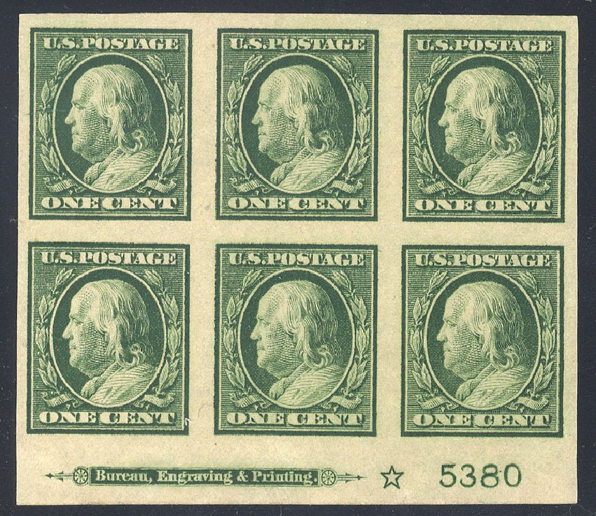 Costs of US Stamps Scott Catalog # 343 - 1c 1908 Franklin Imperf. Cherrystone Auctions, Jan 2009, Sale 200901, Lot 205