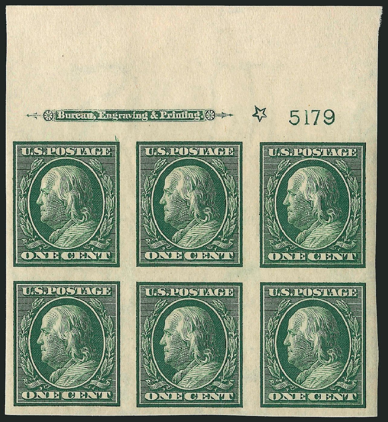 Price of US Stamps Scott 343 - 1c 1908 Franklin Imperf. Robert Siegel Auction Galleries, Apr 2009, Sale 971, Lot 1525