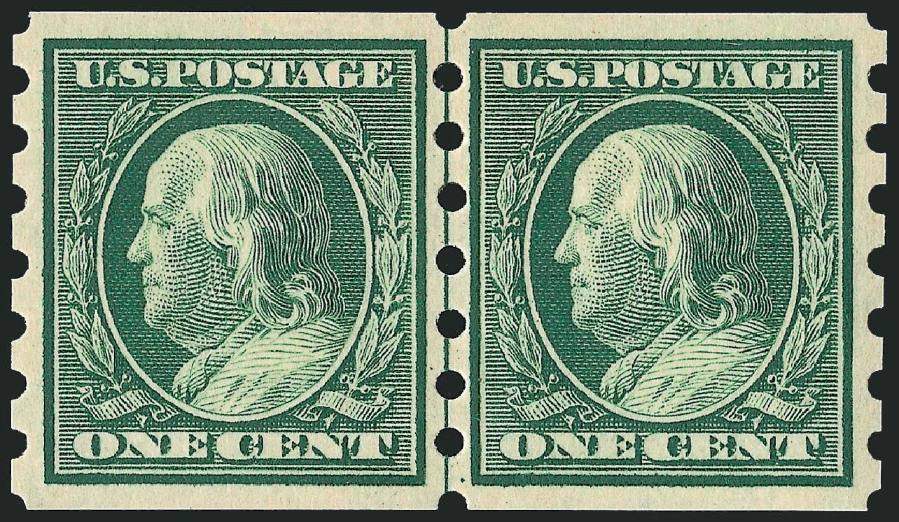 Value of US Stamp Scott 343: 1908 1c Franklin Imperf. Robert Siegel Auction Galleries, Dec 2008, Sale 967, Lot 4573
