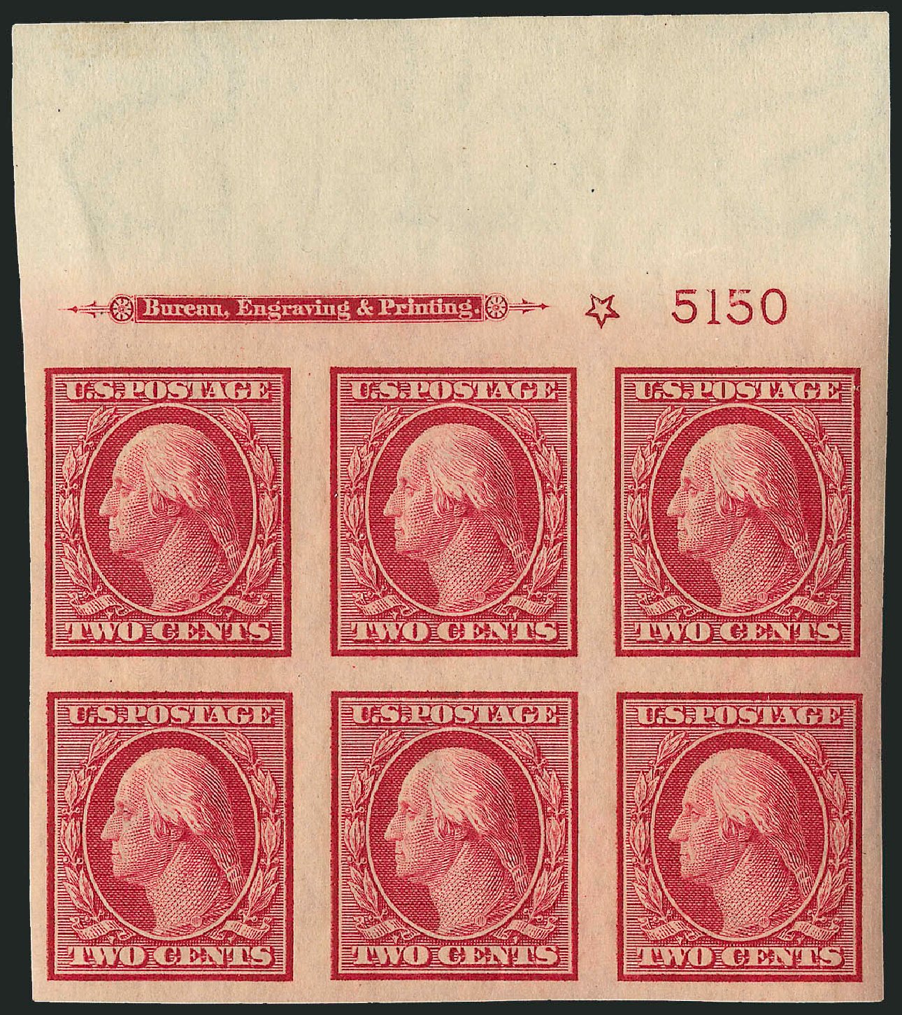 Values of US Stamps Scott Catalogue 344 - 1909 2c Washington Imperf. Robert Siegel Auction Galleries, Apr 2009, Sale 971, Lot 1537