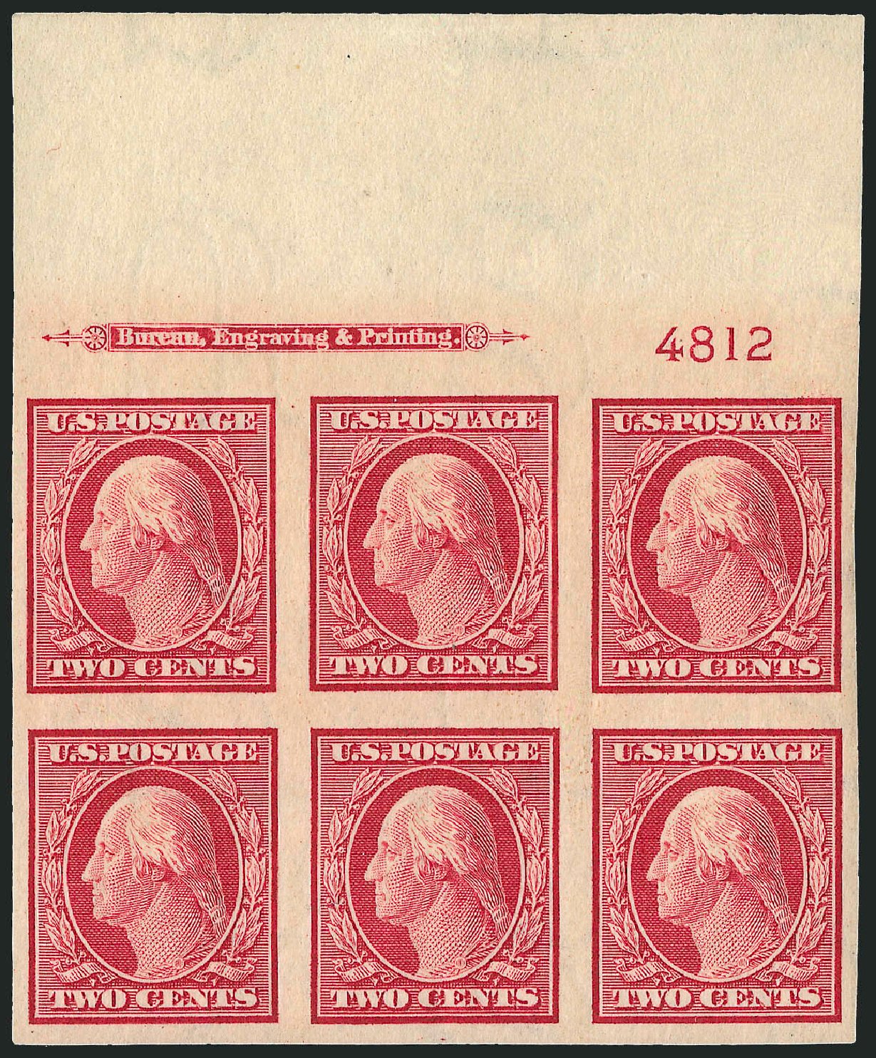 US Stamps Value Scott Catalogue 344 - 2c 1909 Washington Imperf. Robert Siegel Auction Galleries, Apr 2009, Sale 971, Lot 1529