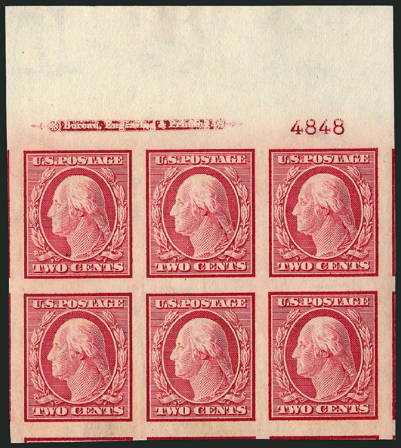 US Stamp Value Scott Cat. # 344: 1909 2c Washington Imperf. Robert Siegel Auction Galleries, Sep 2008, Sale 962, Lot 2656