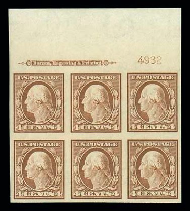 US Stamp Value Scott Catalogue # 346 - 1909 4c Washington Imperf. Matthew Bennett International, Jun 2007, Sale 319, Lot 1369