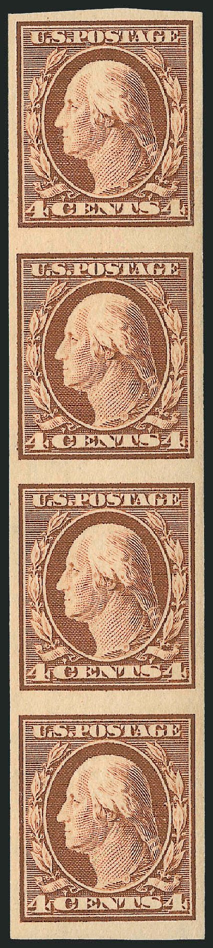 Value of US Stamps Scott 346: 4c 1909 Washington Imperf. Robert Siegel Auction Galleries, Oct 2010, Sale 997, Lot 5889