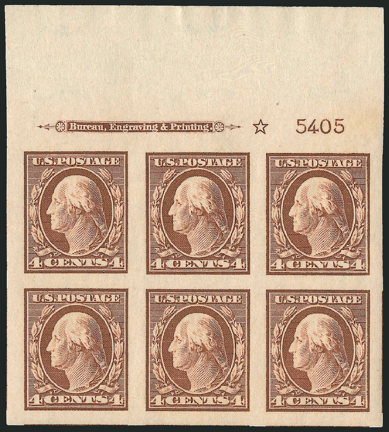 US Stamps Values Scott Cat. 346: 4c 1909 Washington Imperf. Robert Siegel Auction Galleries, Apr 2009, Sale 971, Lot 1551