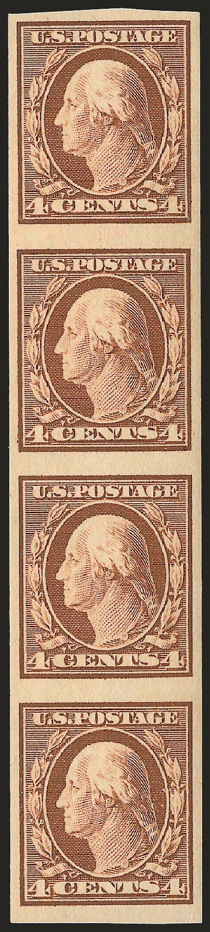 US Stamps Value Scott Cat. 346 - 4c 1909 Washington Imperf. Robert Siegel Auction Galleries, Dec 2008, Sale 967, Lot 4634