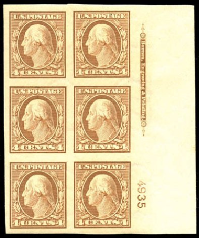 Value of US Stamps Scott #346: 1909 4c Washington Imperf. Matthew Bennett International, Jun 2008, Sale 328, Lot 885