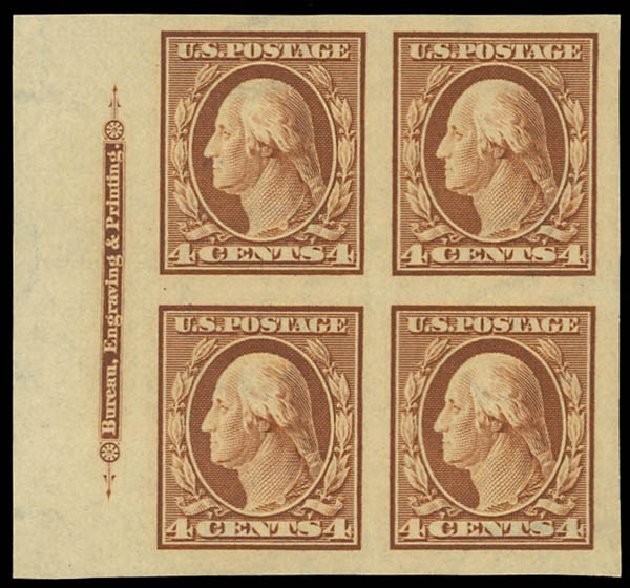 US Stamp Prices Scott Catalogue #346: 1909 4c Washington Imperf. Daniel Kelleher Auctions, Jan 2012, Sale 628, Lot 452