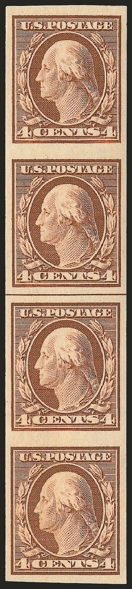 Costs of US Stamps Scott Cat. # 346 - 1909 4c Washington Imperf. Robert Siegel Auction Galleries, Dec 2008, Sale 967, Lot 4633