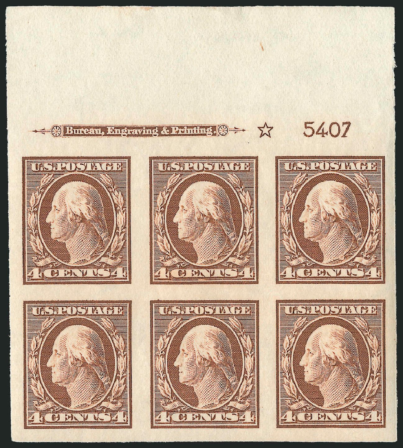 US Stamps Prices Scott #346 - 1909 4c Washington Imperf. Robert Siegel Auction Galleries, Apr 2009, Sale 971, Lot 1553