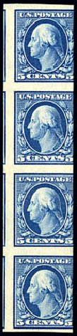 Costs of US Stamps Scott 347: 5c 1909 Washington Imperf. Matthew Bennett International, Dec 2008, Sale 330, Lot 1747