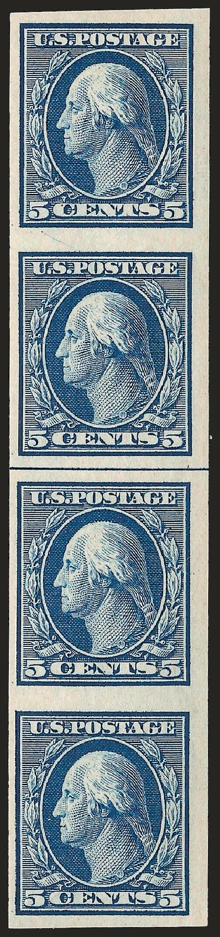 US Stamps Prices Scott Catalog #347: 1909 5c Washington Imperf. Robert Siegel Auction Galleries, Dec 2008, Sale 967, Lot 4637