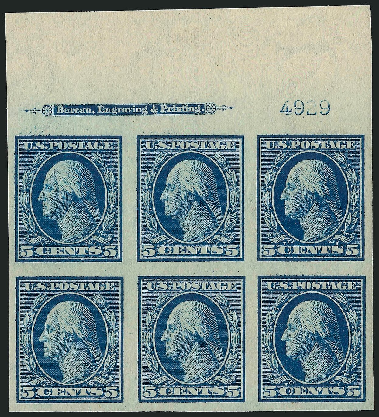 US Stamp Value Scott Cat. # 347: 5c 1909 Washington Imperf. Robert Siegel Auction Galleries, Apr 2009, Sale 971, Lot 1558