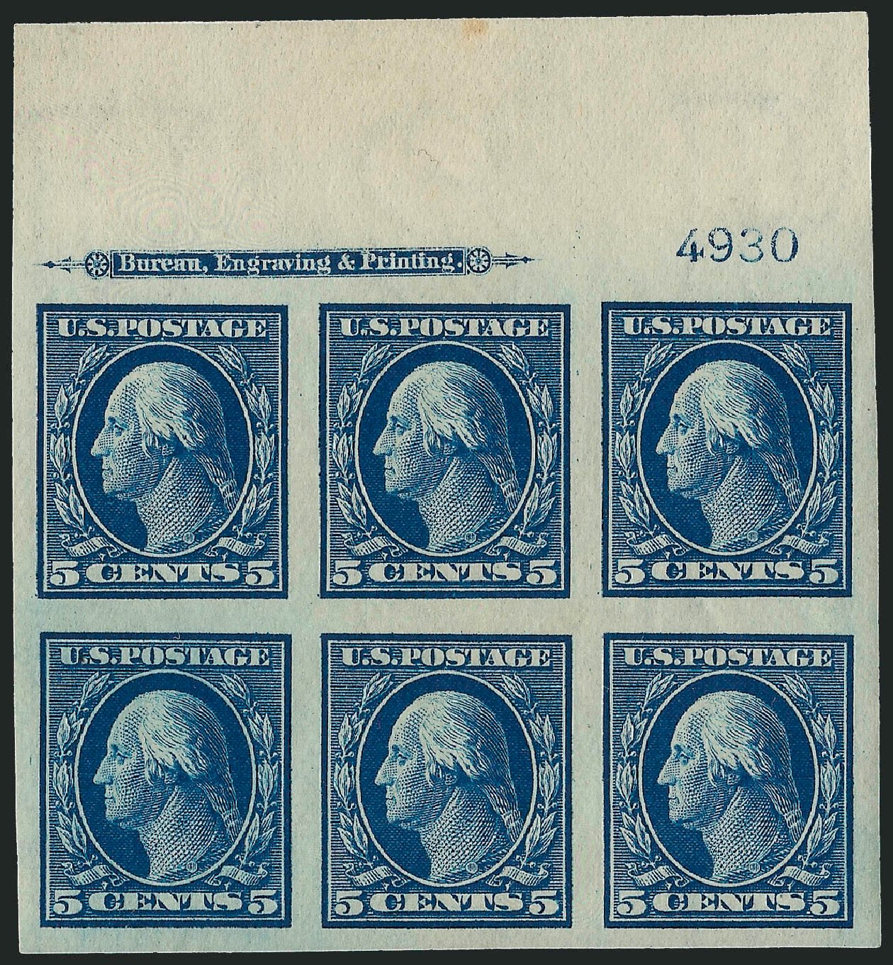US Stamps Value Scott Catalog 347: 5c 1909 Washington Imperf. Robert Siegel Auction Galleries, Apr 2009, Sale 971, Lot 1559