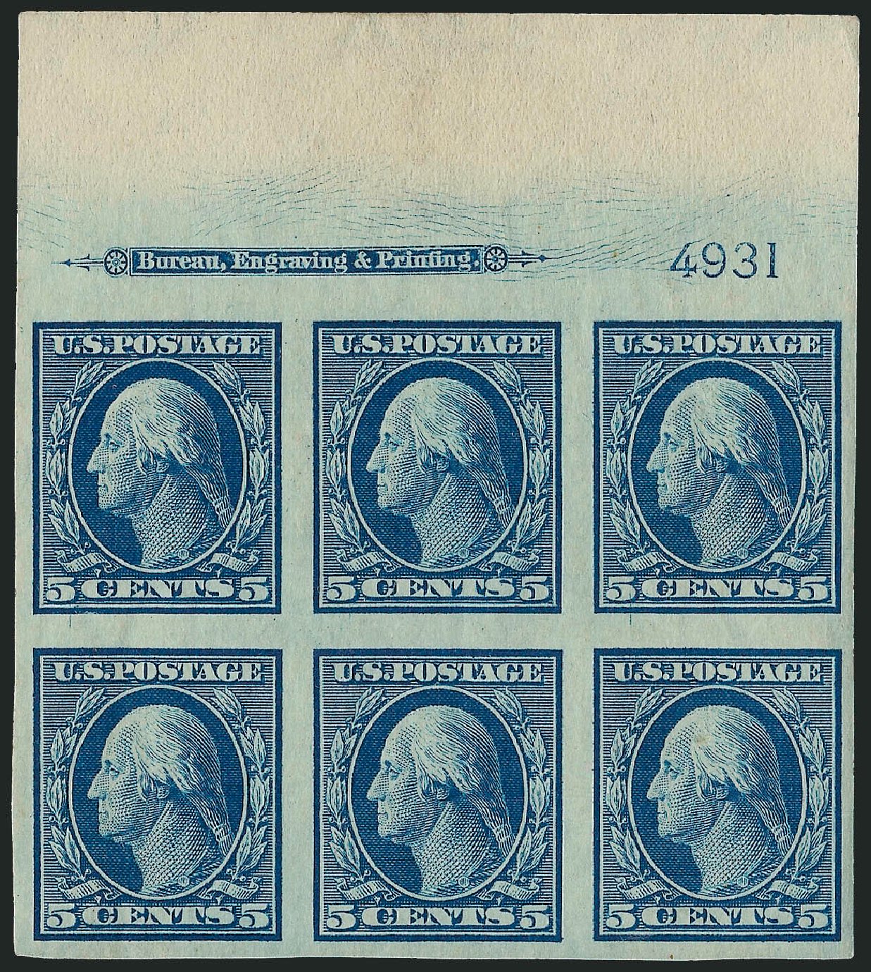 Cost of US Stamps Scott Catalog 347: 1909 5c Washington Imperf. Robert Siegel Auction Galleries, Apr 2009, Sale 971, Lot 1560