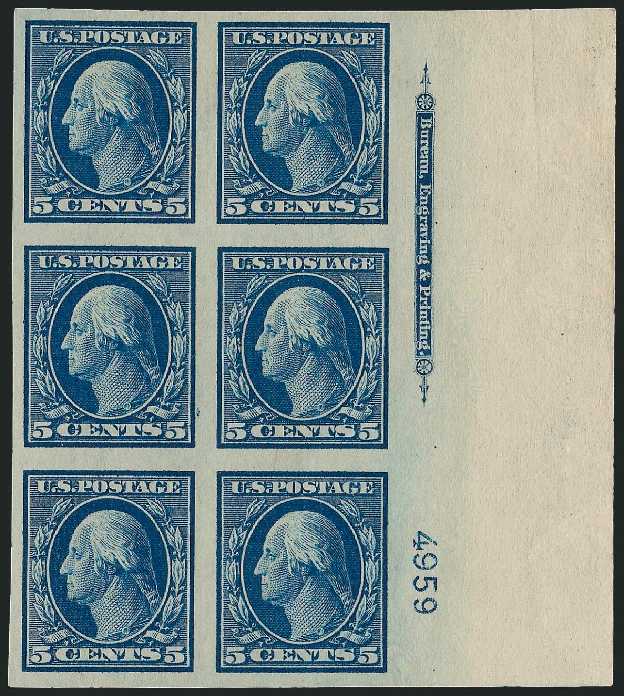 US Stamps Value Scott Catalogue 347 - 5c 1909 Washington Imperf. Robert Siegel Auction Galleries, Apr 2009, Sale 971, Lot 1561