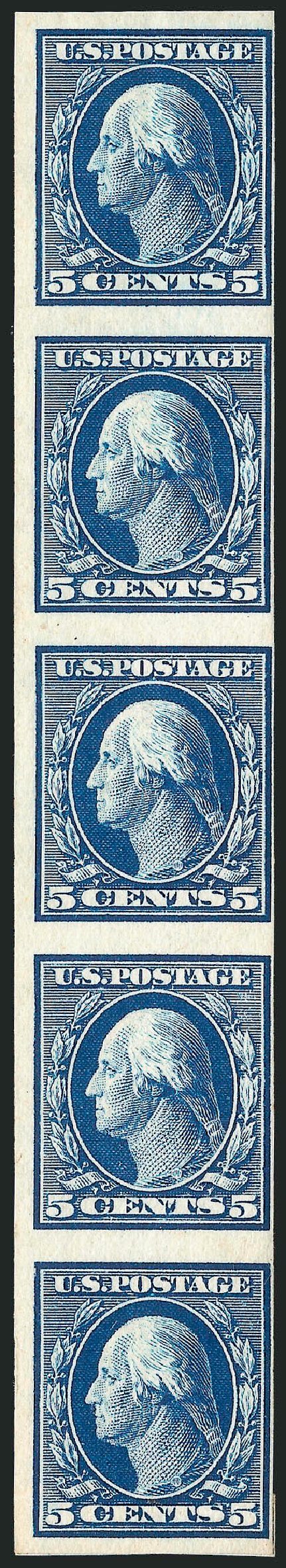 Values of US Stamp Scott Cat. 347 - 1909 5c Washington Imperf. Robert Siegel Auction Galleries, Jul 2014, Sale 1077, Lot 232