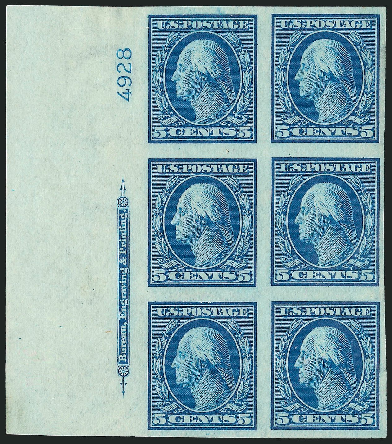 US Stamps Prices Scott Catalog # 347 - 5c 1909 Washington Imperf. Robert Siegel Auction Galleries, Apr 2009, Sale 971, Lot 1556