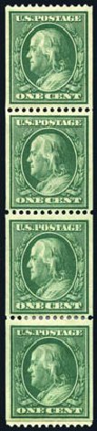 Cost of US Stamps Scott Cat. 348: 1c 1908 Franklin Coil. Harmer-Schau Auction Galleries, Jul 2010, Sale 86, Lot 517