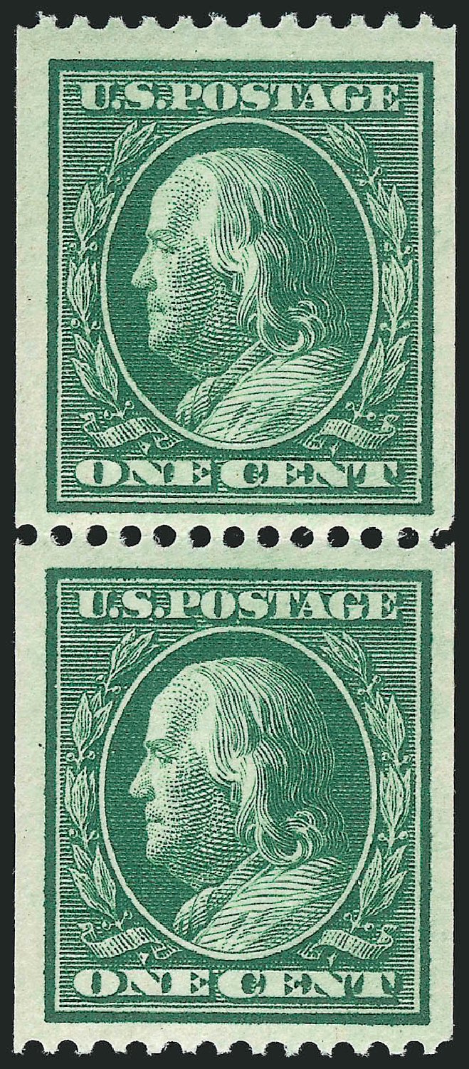 Values of US Stamp Scott Cat. 348 - 1908 1c Franklin Coil. Robert Siegel Auction Galleries, Mar 2014, Sale 1067, Lot 1427