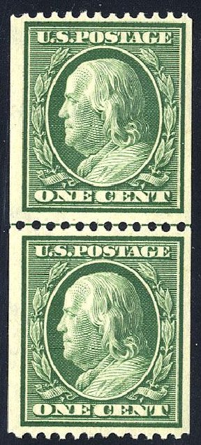 Values of US Stamps Scott Cat. #348: 1908 1c Franklin Coil. Cherrystone Auctions, Jan 2008, Sale 200801, Lot 1198
