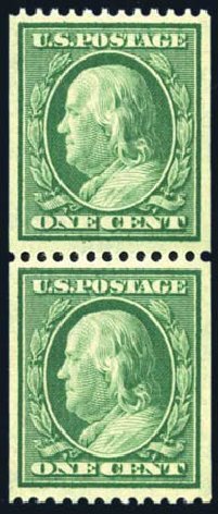 Cost of US Stamp Scott Catalogue # 348: 1908 1c Franklin Coil. Harmer-Schau Auction Galleries, Jun 2008, Sale 78, Lot 1528