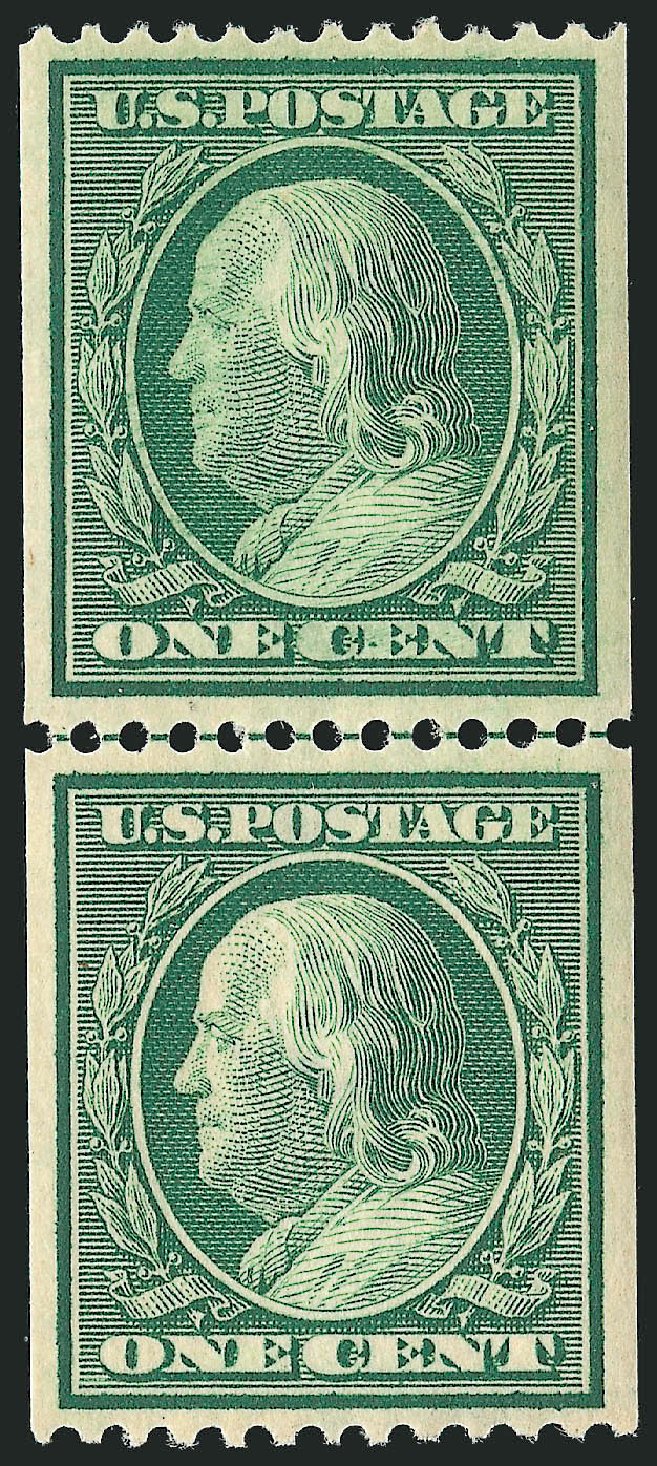 US Stamp Price Scott 348 - 1908 1c Franklin Coil. Robert Siegel Auction Galleries, Mar 2011, Sale 1007, Lot 2648