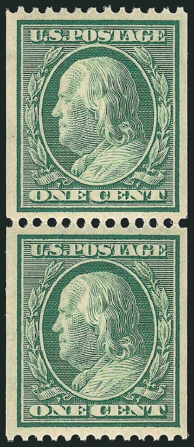 Value of US Stamp Scott # 348 - 1908 1c Franklin Coil. Robert Siegel Auction Galleries, Nov 2012, Sale 1034, Lot 328