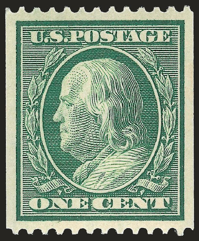 US Stamp Price Scott Cat. 348: 1908 1c Franklin Coil. Robert Siegel Auction Galleries, Jun 2009, Sale 975, Lot 1738
