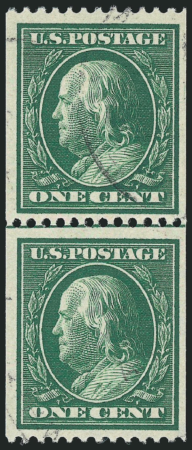 US Stamps Value Scott Cat. 348: 1908 1c Franklin Coil. Robert Siegel Auction Galleries, Sep 2012, Sale 1028, Lot 329