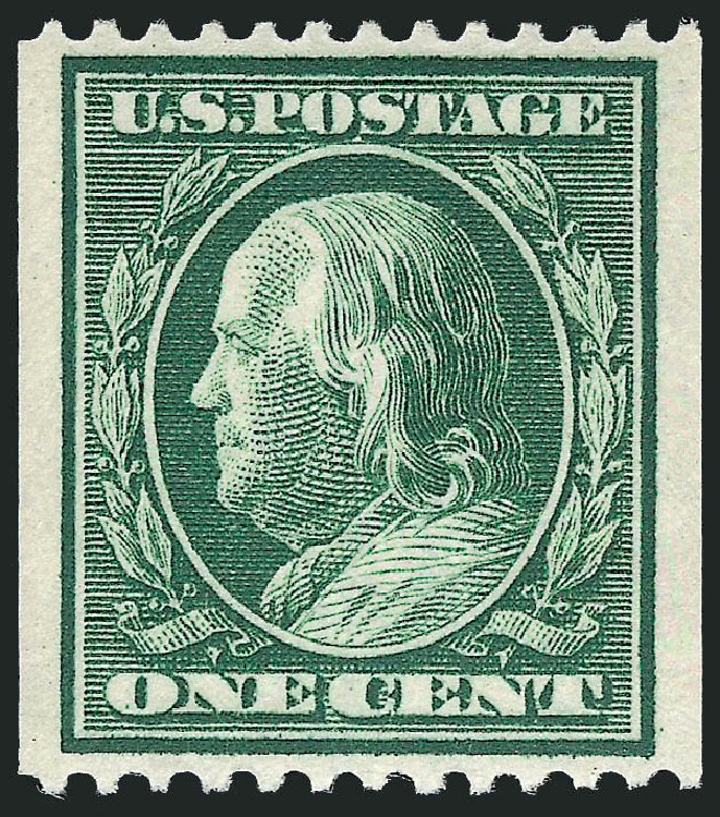 Costs of US Stamps Scott Catalogue # 348 - 1908 1c Franklin Coil. Robert Siegel Auction Galleries, Sep 2009, Sale 968B, Lot 439