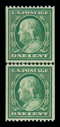 Price of US Stamp Scott Catalog # 348 - 1908 1c Franklin Coil. Matthew Bennett International, Jun 2007, Sale 319, Lot 1370