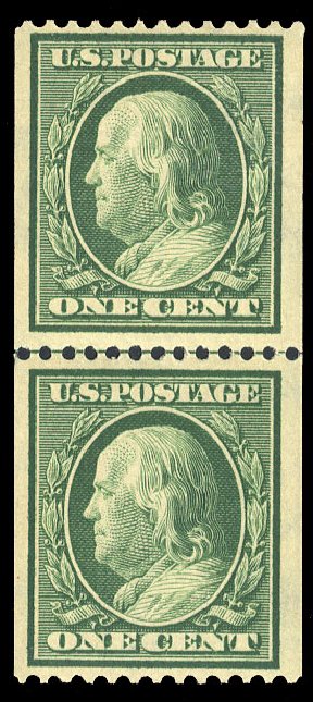 Prices of US Stamps Scott Catalog # 348: 1c 1908 Franklin Coil. Cherrystone Auctions, Sep 2014, Sale 201409, Lot 50