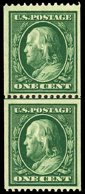 Prices of US Stamp Scott Catalogue # 348: 1908 1c Franklin Coil. Daniel Kelleher Auctions, Dec 2012, Sale 633, Lot 620